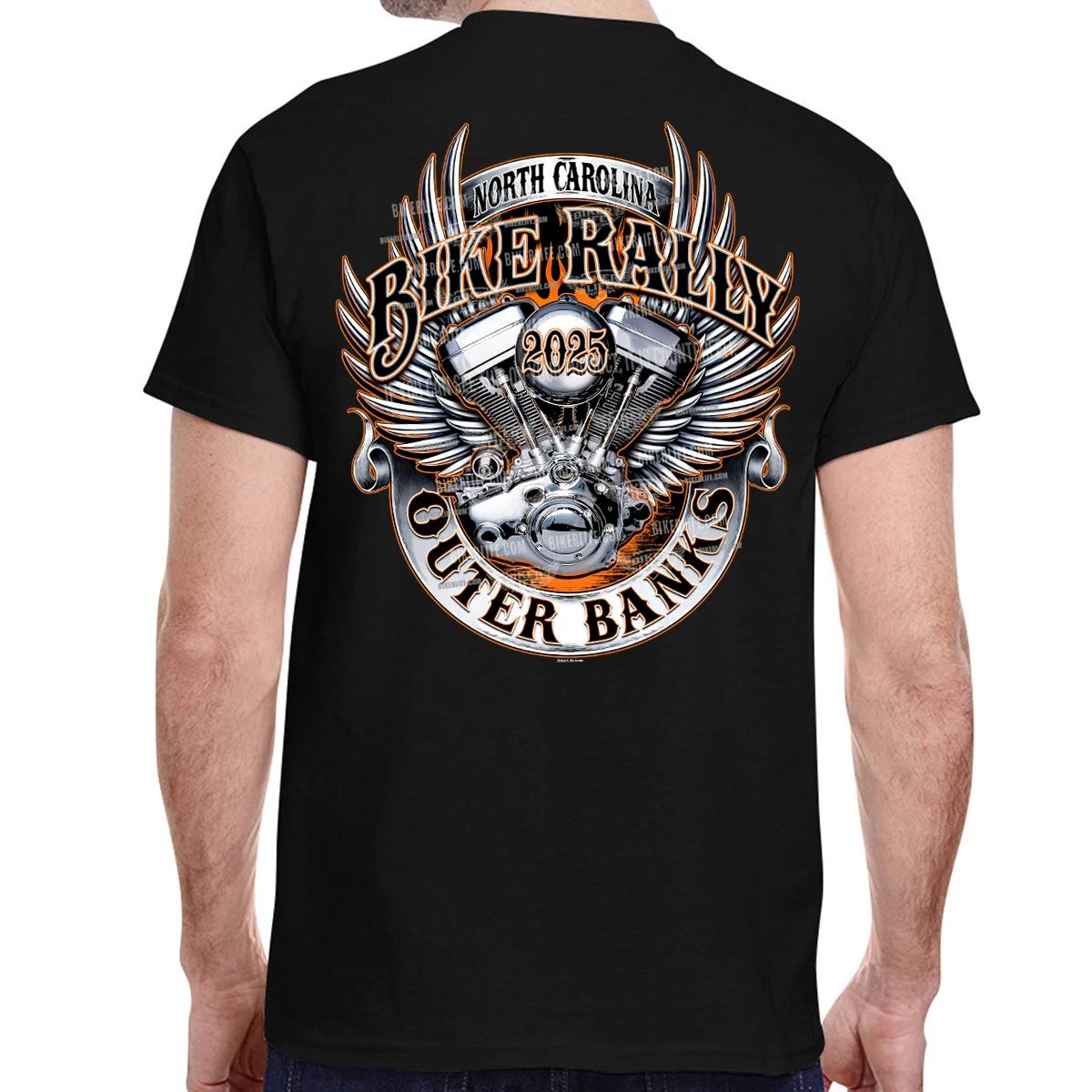2025 Outer Banks Bike Rally Engine Emblem T-Shirt No Harley XXXL