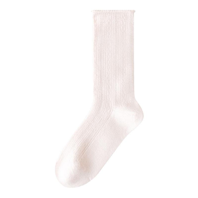 Summer Stacking Socks, Women's Ice Silk Cotton Breathable Mid-leg Socks, Anti-odor and Sweat-absorbing Thin Style
