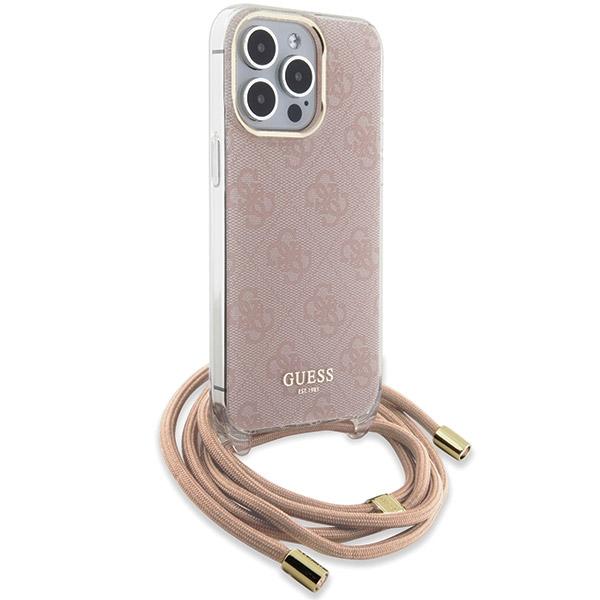Guess Guhcp15Lhc4Sep Iphone 15 Pro 6.1Rosa/Pink Custodia Rigida Cordoncino a Tracolla Stampa 4G