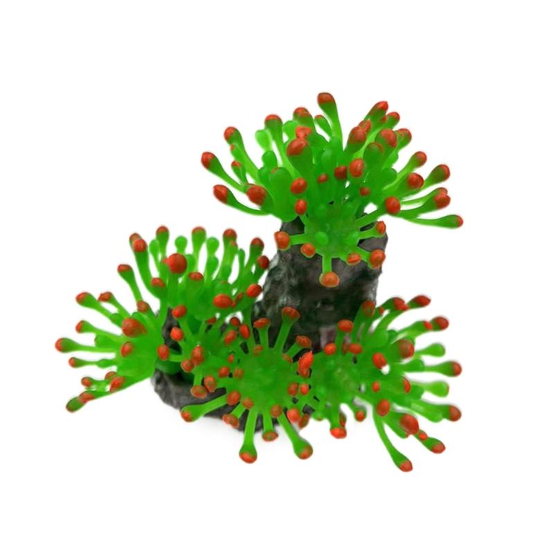 Aquatics TPR Coral Fishtank Life Like Glowing Decor Aquariums Sinkable Ornament зелёный