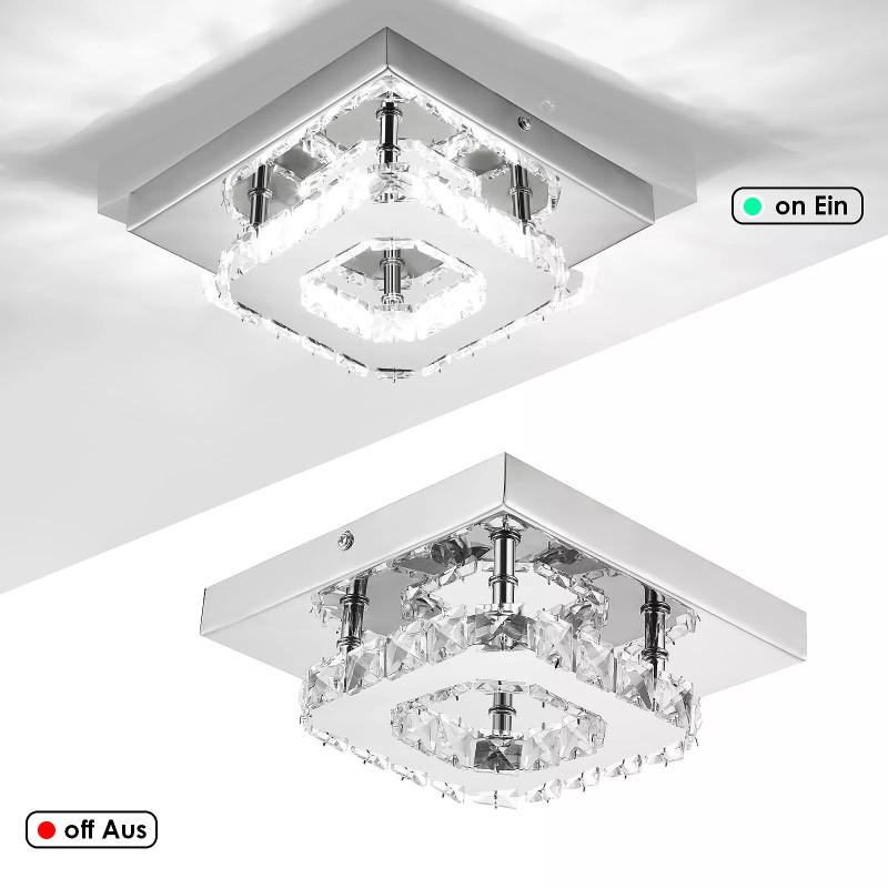 Elegante quadratische LED-Deckenleuchte aus Kristall, modernes minimalistisches Design für das Wohnzimmer