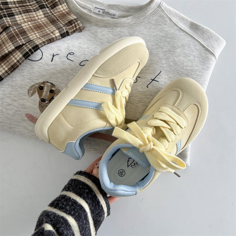 

Autumn New Thick Soled Color Blocked Women s Casual Shoes Soft Soled Round Toe Comfortable Sneakers White Shoes Zapatos De Mujer 40 жовтий