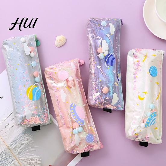 Cute Pencil Bag Case Rectangular Waterproof Stationery with Multiple Compartments Soft Pouch for Pens Erasers Rulers School Office Supplies Holder