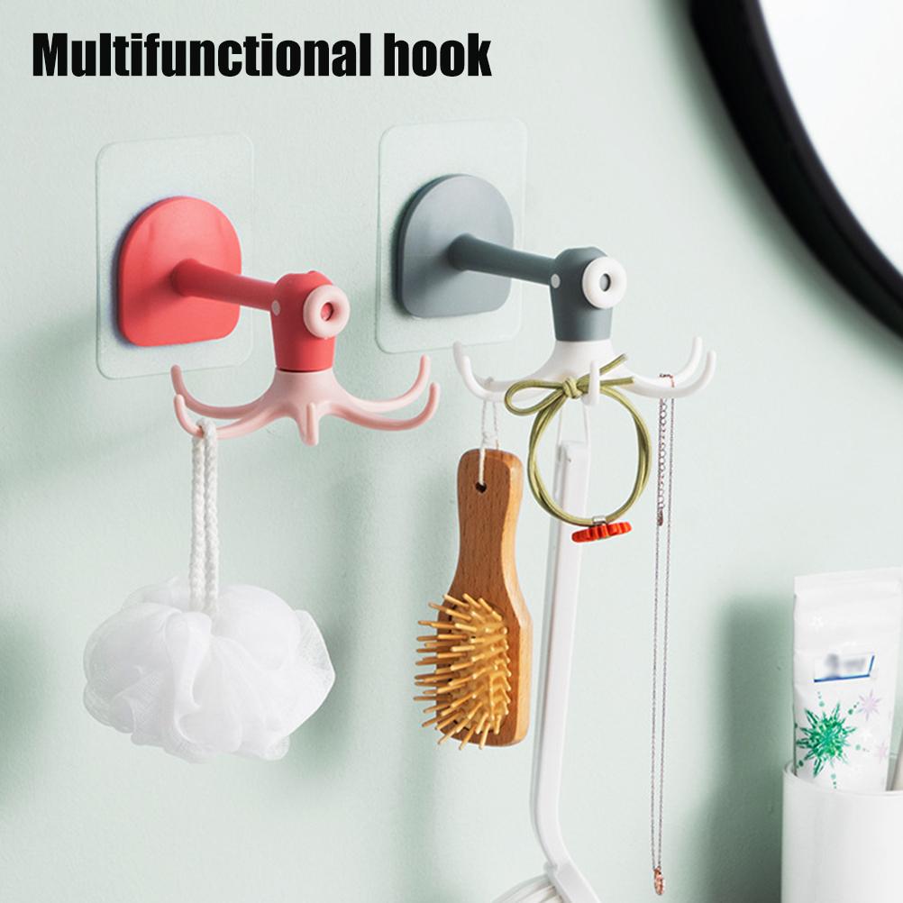Kitchen 360 degrees  Rotated Hooks Punching Free Six Claw Hook Storage Rack for Cooking Accessories Cabinet Bathroom