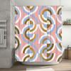 Modern Geometric Shower Curtain with Soft Pastel Colors Pink Blue White Black Gold Decorative Bath Liner Set for Bathroom Access