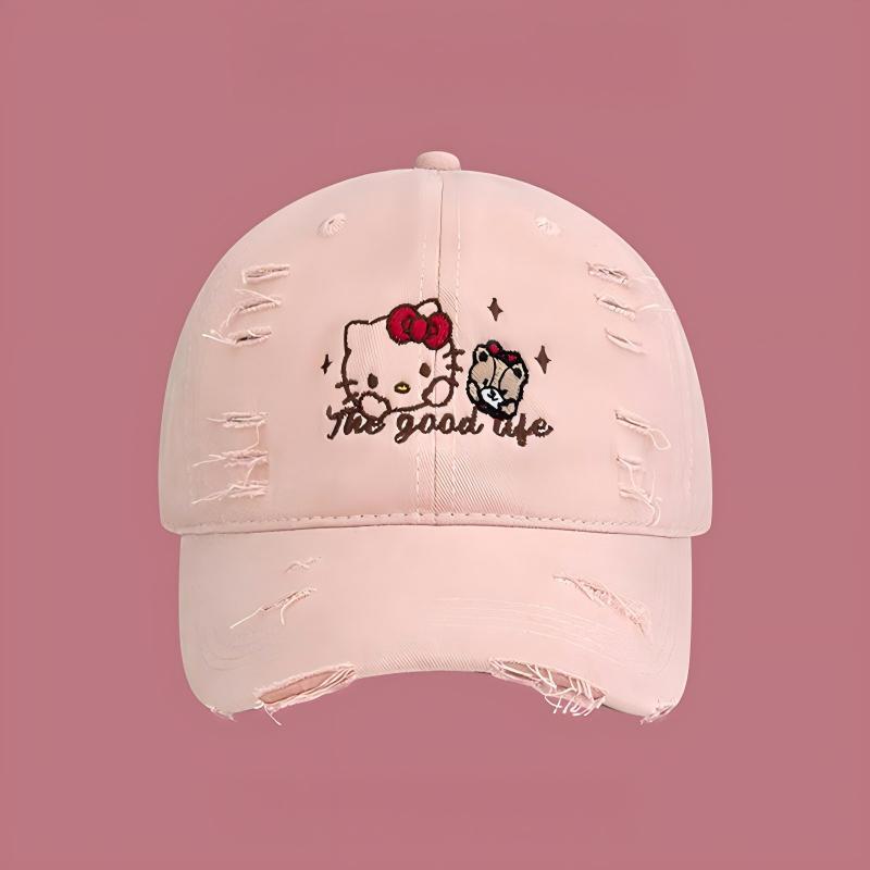 Cute Cartoon Cat Baseball Cap With Sun Protection For Girls Summer Casual Fashion розовый