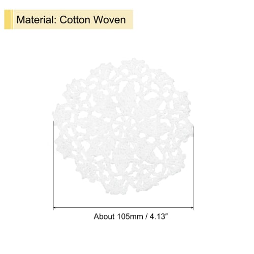Uxcell Fabric Coasters, Set of 8, Cotton Crochet Doilies with Lace Embroidered Cup Mats and Floral Patterns for Wedding Party Decorations (White)