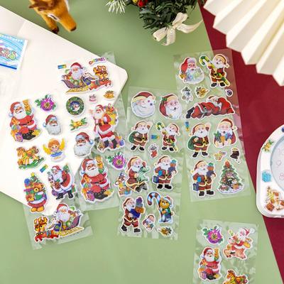 5 Stück Weihnachten Thematischer Aufkleber Ornament Weihnachtsmann Weihnachtsrentier Kinder Notizbuch Dekoration Aufkleber
