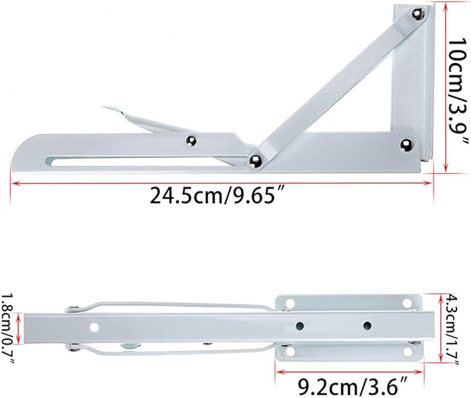2-Pack Brushed Stainless Steel 8-18 Inch Adjustable Folding Angle Bracket – Heavy-Duty Wall-Mounted Shelf Support Triangle