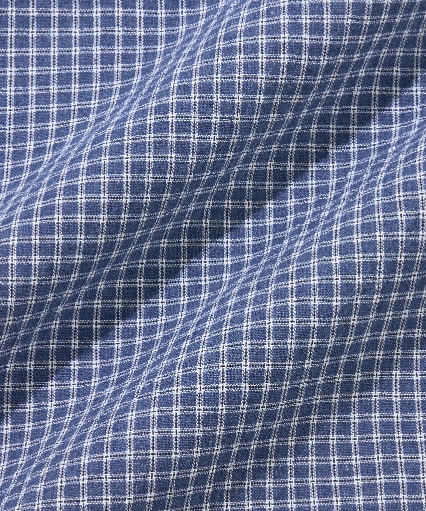 AGOD Open Collar Check Half Shirt [Navy]