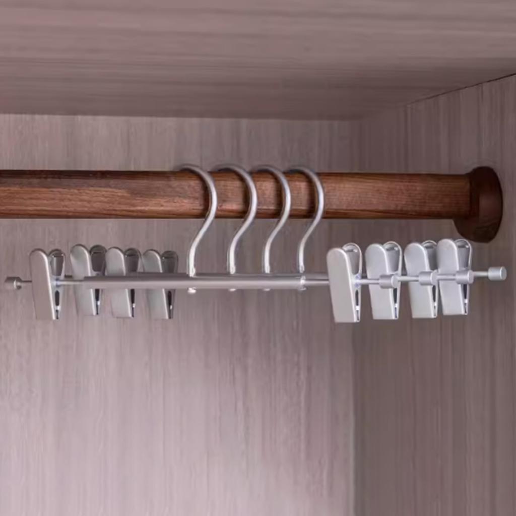 1pcs Aluminum Alloy Pants Hangers Clips Non Slip Stretchable For Home Closet Organizer Trousers Skirts Pants Hanging Clips
