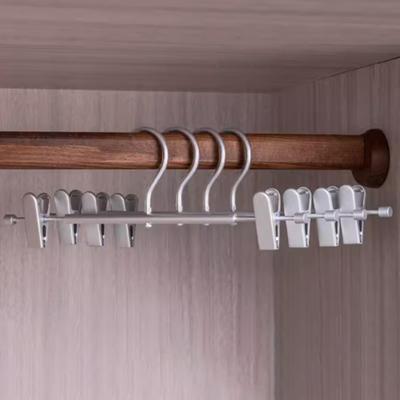 1 Stück Aluminiumlegierung Hosenbügel mit Clips, rutschfest, dehnbar, für Zuhause, Schrankorganisation, Hosenröcke Hosen Aufhängclips
