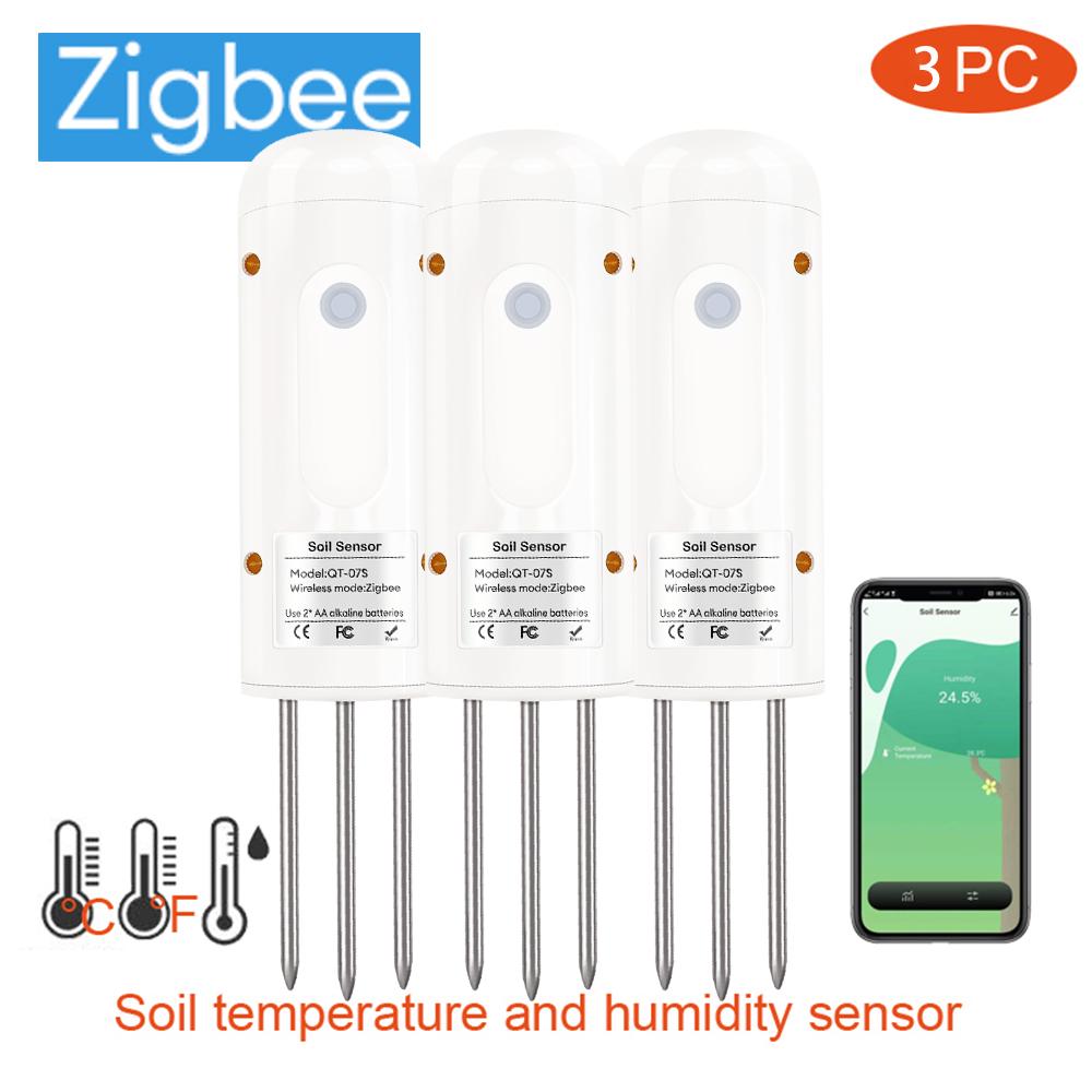 1/2/3 PCS Smart Soil Sensor Zigbee Soil Temperature and Humidity Detector Wireless Soil Analyzer Planting Garden Moisture Meter