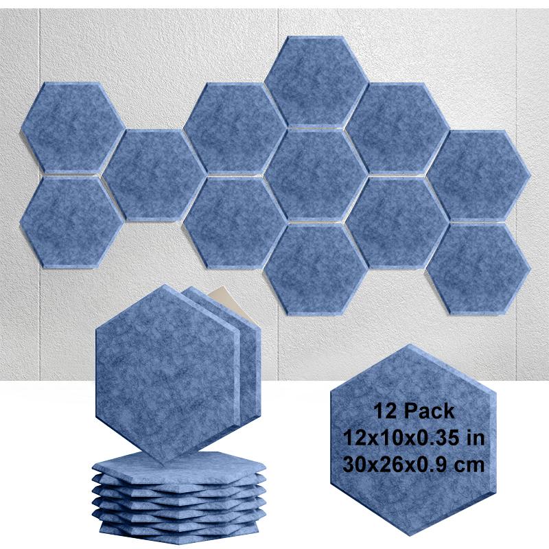 12pcs/set Self-adhesive Hexagonal Acoustic Panels Studio Processing Wall Board Mordern Home Office Living Room Bedroom Decor