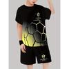 Completo Abbigliamento Bambino per Ragazzo Estate T-shirt a Manica Corta Set Pantaloncini con Stampa Calcio Set Casual da Esterno per Bambini