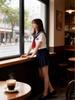 Enhanced White Three-Piece Japanese JK Sailor Suit Pleated Skirt Set - Academy Style Uniform