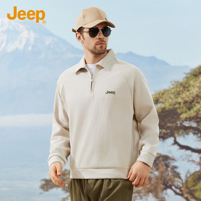 Jeep Men's Business Casual Polo Collar Long-Sleeve Sweatshirt