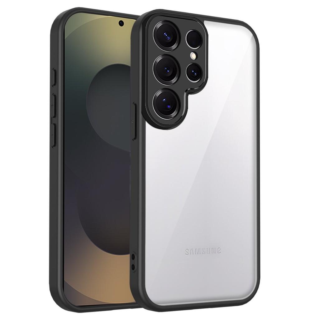Clear Soft Frame Phone Case for Samsung Galaxy S25 S24 S23 S22 Plus Ultra S21 S20 FE Shockproof Protect Cover Hard Acrylic Shell
