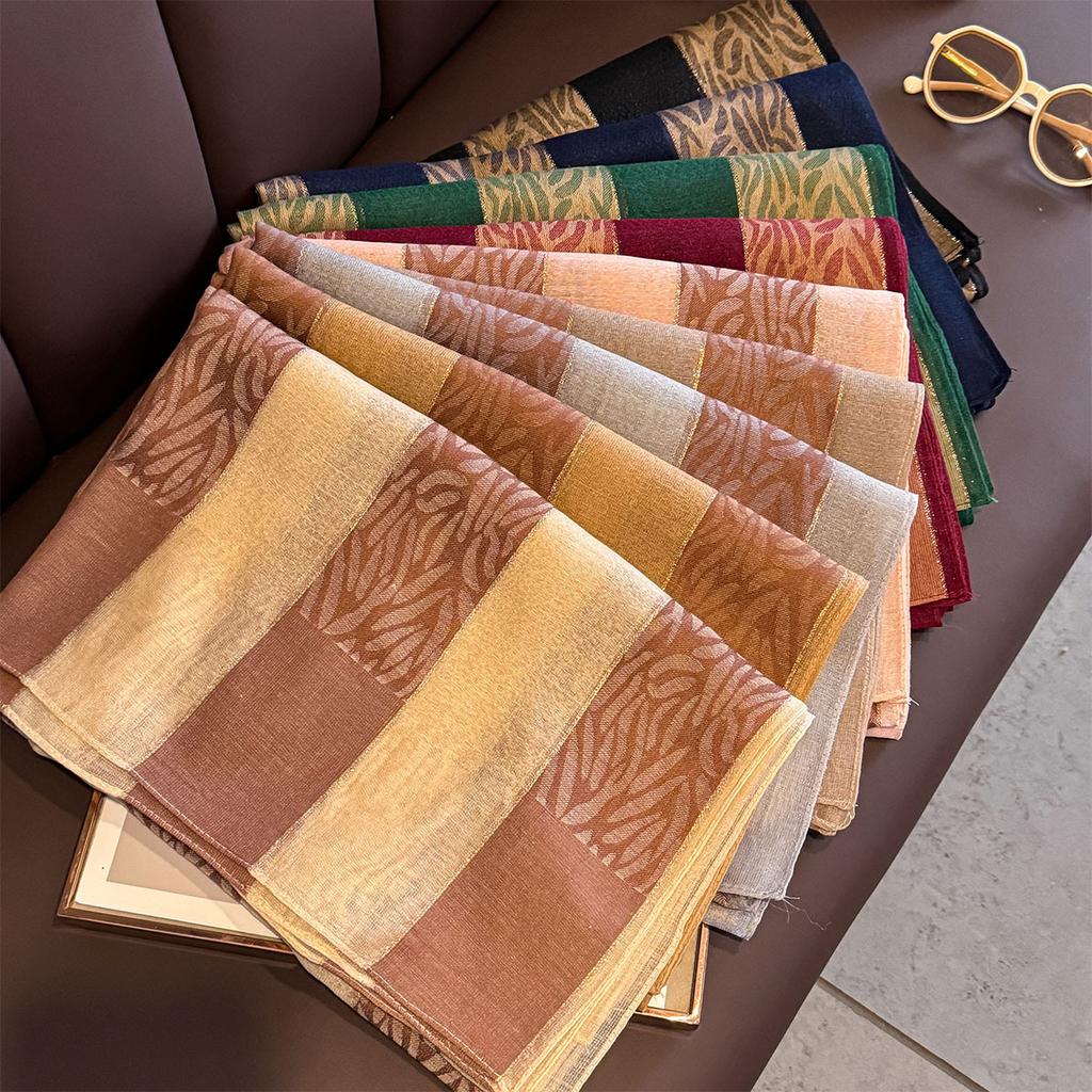 Luxury Long Scarf For Women Elegant Shawl Warps Ladies Hijab Neckerchief Soft Stain Retro Scarves For Travel Wear