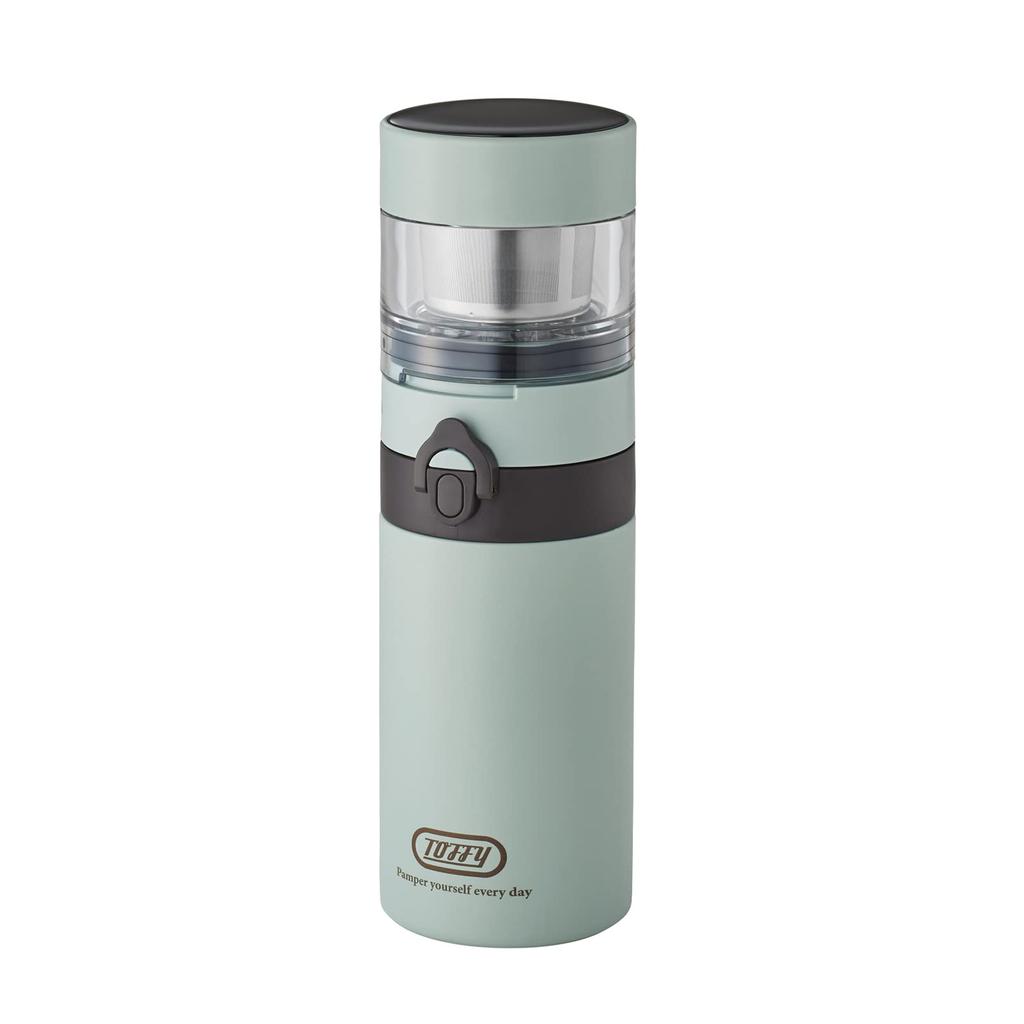 Toffy Portable Brew Bottle K-CC3 (Pale Aqua) Vacuum Insulated Bottle with Dripper, ImmersionPermeable CoffeeTea, Includes Filter, Keeps Freshly