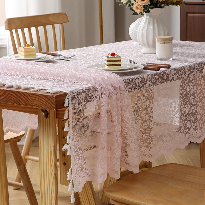 Elegancki obrus z koronką w kształcie feniksa - Poliester, Prostokątny z falbanką, Idealny na wesela, urodziny, baby showers i rocznice