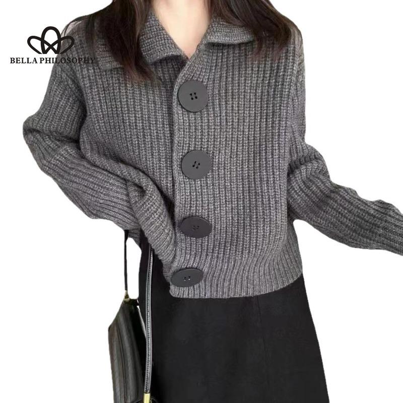 Autumn and Winter New Women's Cardigan Coat Women's Top Loose Fashion Polo Knitted Sweater Woman Fashion Clothing
