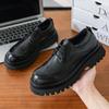 Fashion High Quality Men's Comfortable Block Thick Soled Leather Shoes Fashionable New Breathable Round Toe Lace Up Casual Oxford Shoes