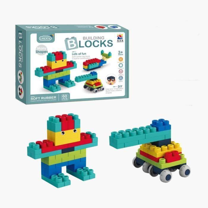 Mattoncini da Costruzione Morbidi 60 pezzi Blu
