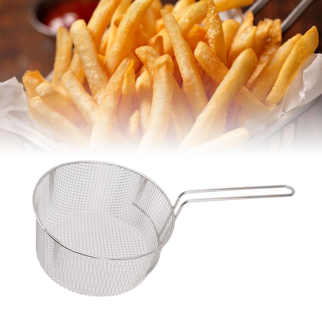Frying Basket Stainless Steel Handle Reusable Rust Resistant Fry Net for Fish Chicken Nuggets
