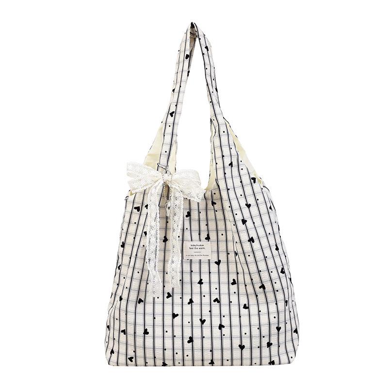 

2025 New Autumn Plaid Canvas Tote - Casual High-Value Commuting Shoulder Bag 40x10x30 cm брудно-білий