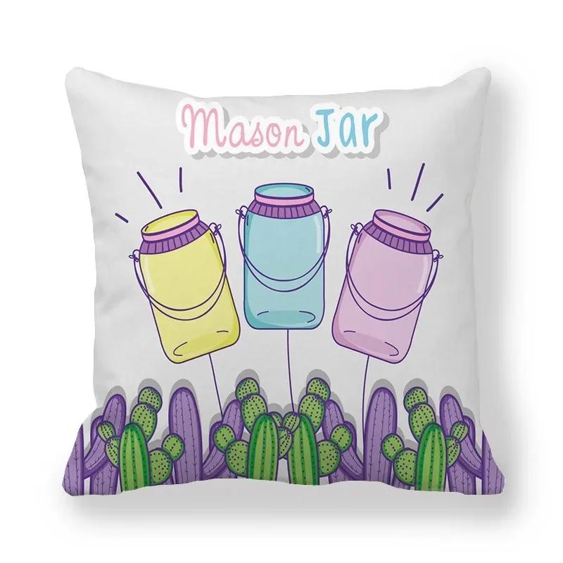 Office Sofa Car Cushion Cover Luxury Home Decor Pillow Cover Purple Hand Painted Cactus Pattern