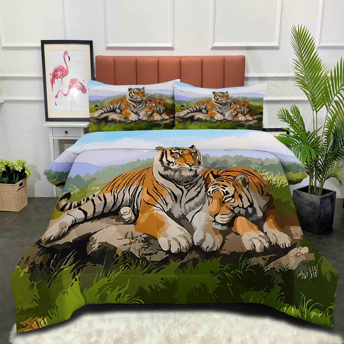 Tiger Fat Quilt Bedding Three-piece Set Digital Printing Bedding Home Textile Quilt Kit 140*200cm