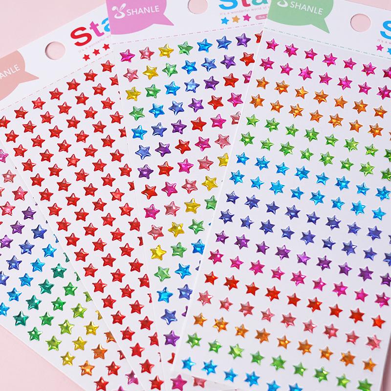 Color Little Star Sticker Red Love Crystal Three-dimensional Children's Reward Sticker Kindergarten Baby Puzzle Handmade