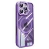For iPhone 16 Pro Max Case Compatible with MagSafe PC+TPU Clear Phone Cover with Glitter Camera Lens Film