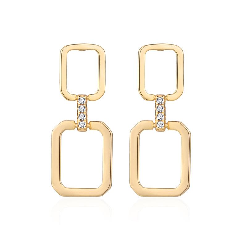 

Square Hollow Short Earrings for Women s New Style, High-end Temperament, Instagram Niche Design, Geometric Earrings and Earrings 925 silver золотий