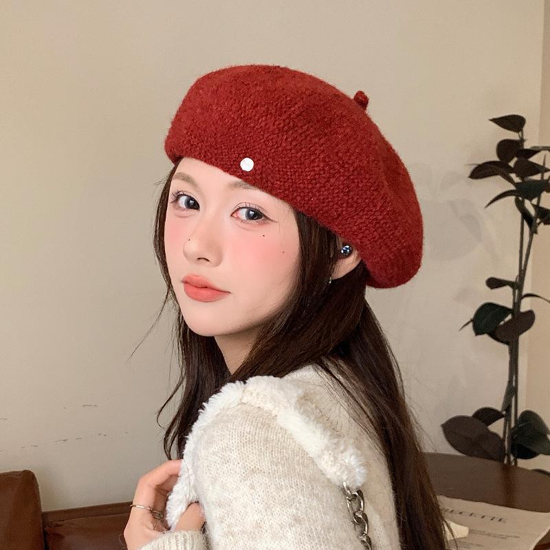 Autumn and Winter Knitted Beret Atmosphere Casual Literary Painter Hat Versatile Face Small Bud Hat Female