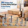 Sliding RodType Square Clamp 304 Stainless Steel Fixed Holder Clip C-clamp Hardware Fasteners