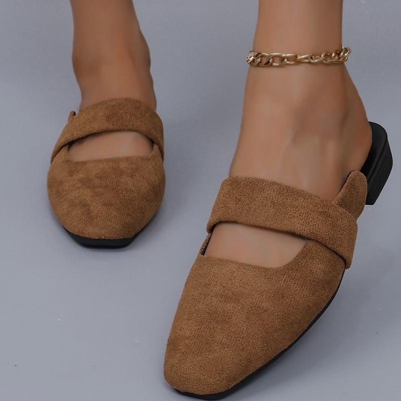 

Женские осенние модные новые однотонные туфли на плоской подошве, замшевые повседневные брендовые женские туфли Muller с круглым носком, тапочки больших размеров 41 41