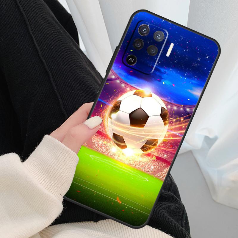 Football Soccer Ball Case For Oppo A17 A57 A77 A40 A78 A54 A74 A94 A76 A16 A96 A18 A60 A80 A38 A58 A98 A15 A5 Pro