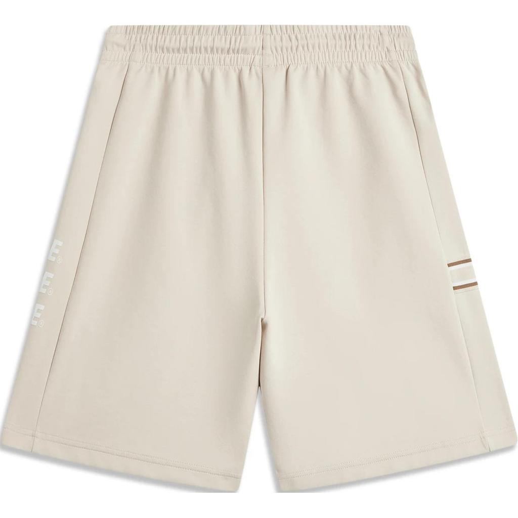 Li Ning Wade Series Letter Mid Waist Drawstring Comfortable Breathable Versatile Casual Shorts Men shorts Oatmeal-Gray AKSU133-5