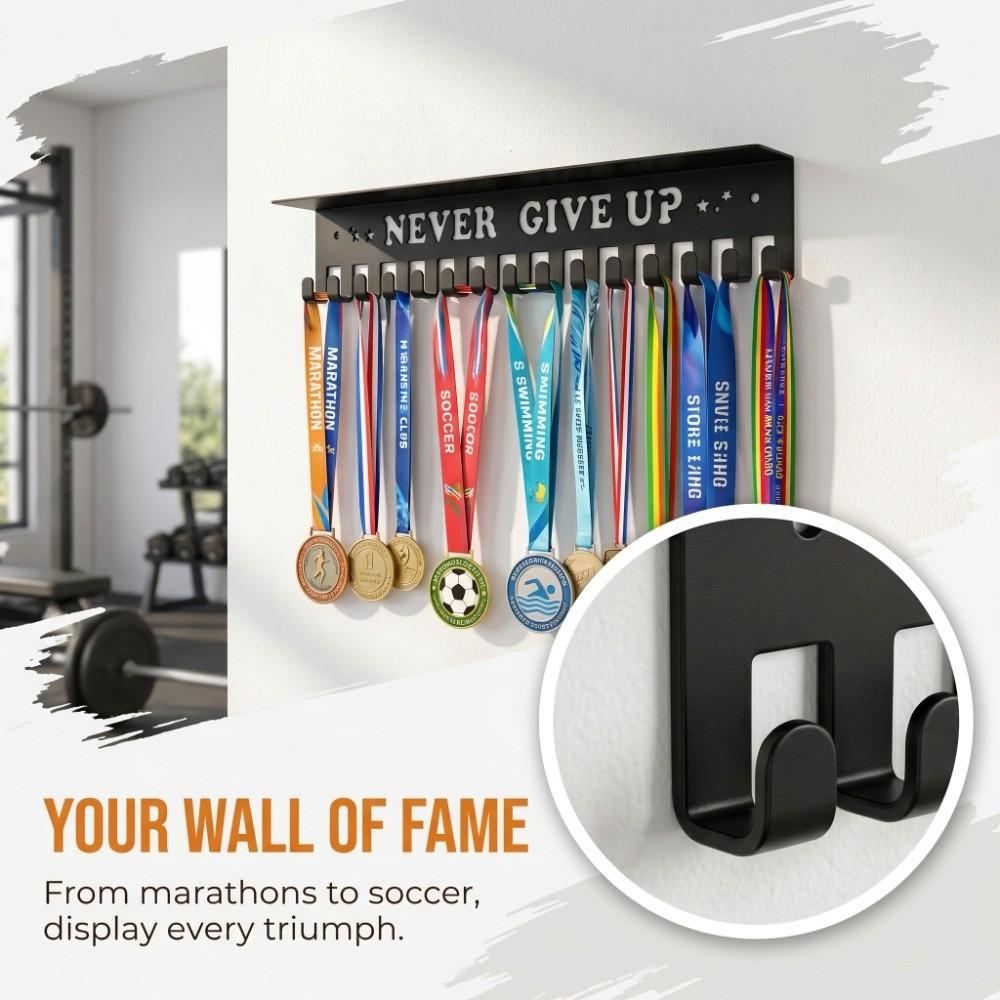 Iron Metal Medal Holder 11.81*3.15*2.56in Sports Medal Organizer Medal Display Rack Gym
