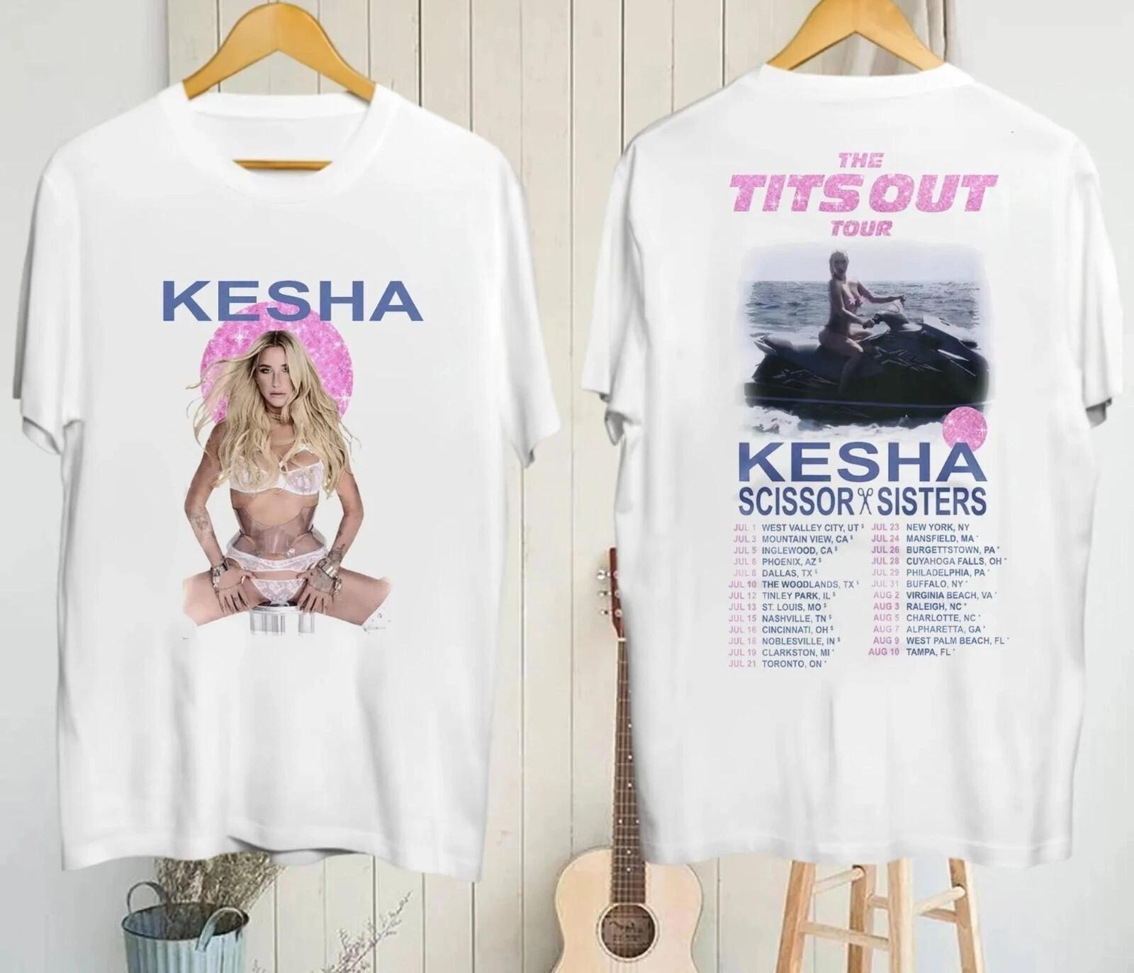 2 sides Kesha The Tits Out Tour 2026 Shirt Classic White S-5XL 1R278 M