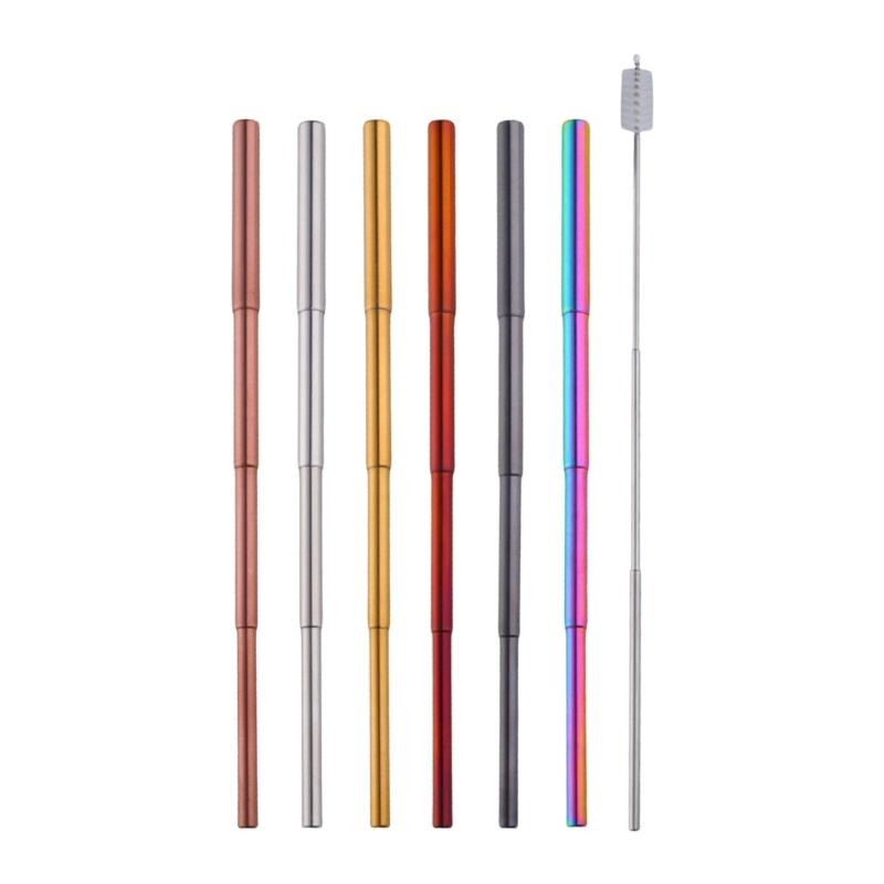 4 Stage Adjustable Length Extendable Straw Brush Stainless Steel Body Easy Storage Design Cleaning Tool For Kitchen