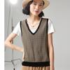 Women's Vintage Houndstooth Knitted V-Neck Sleeveless Vest