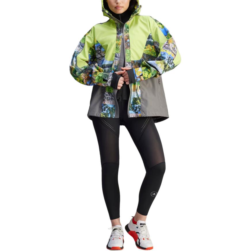 Adidas X Stella McCartney Color Block Hooded Zip Long Sleeve Jacket Women Jacket Multicolor JF8480