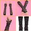 Fashionable Fingerless Mesh Gloves Arm Sleeves with Rhinestones for Women Teens Vintage Styles Holiday Gathering Props