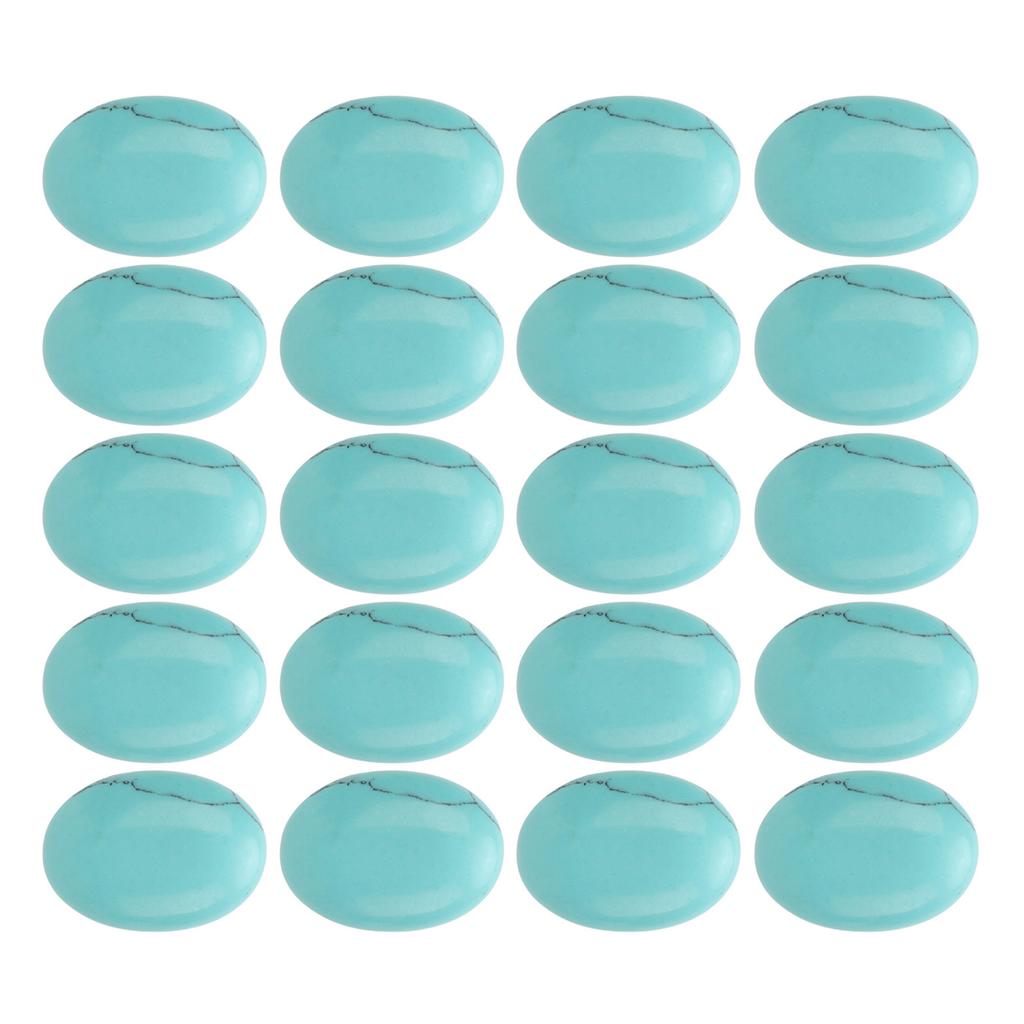 20 ks Přírodních oválných plochých kabošonů 18x13mm Vejcovité tyrkysové pro výrobu šperků a korálků