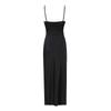 French Black Suspender Dress Women's Summer New Temperament Spice Girl Square Neck Lace-up Waist Pleated Dress
