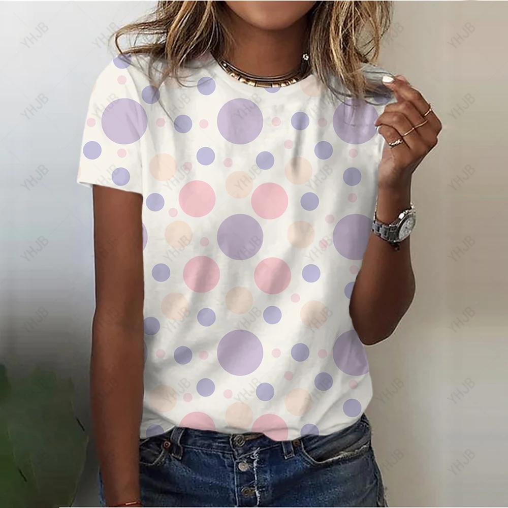Damen T-Shirts mit Punktdruck, kurzärmelig, 90er-Jahre-Trend, Damen-Print, Grafik-T-Shirt, Damen