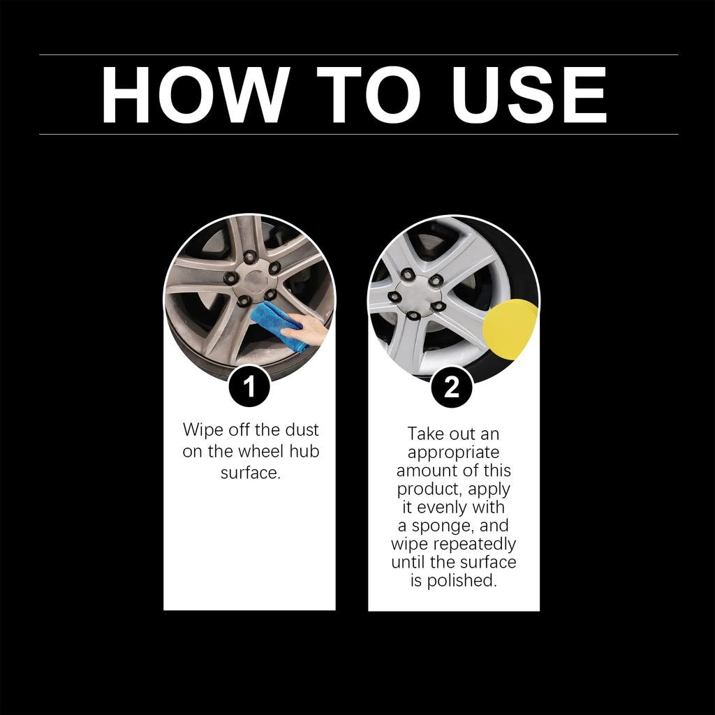 Alloy Wheel Cleaner Paste with Applicator Sponge Rim Polish Protector Removing Rust and Brake Dust Stains for Car Detailing 50g
